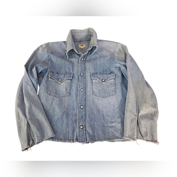 Citizens of Humanity Light Blue Denim Button Up Shirt Size Small Distressed - Picture 1 of 12